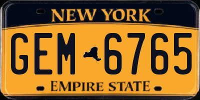 NY license plate GEM6765