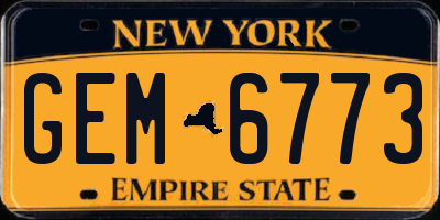 NY license plate GEM6773