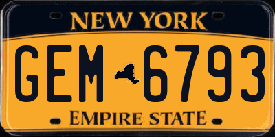 NY license plate GEM6793