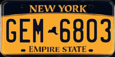 NY license plate GEM6803