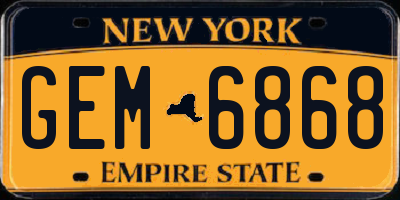 NY license plate GEM6868