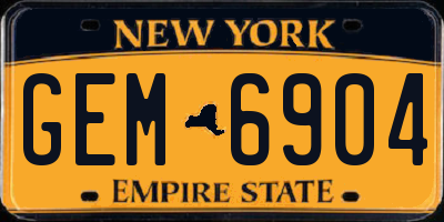 NY license plate GEM6904