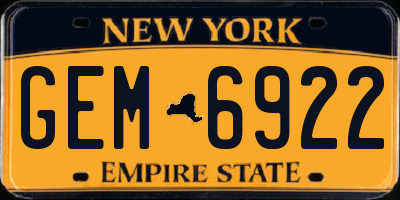NY license plate GEM6922