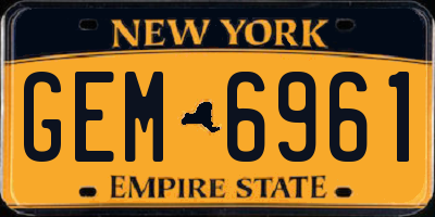 NY license plate GEM6961