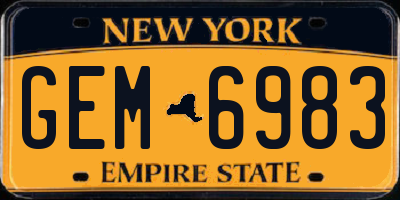 NY license plate GEM6983