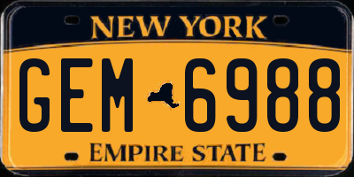 NY license plate GEM6988