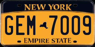NY license plate GEM7009