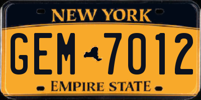 NY license plate GEM7012