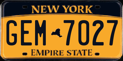 NY license plate GEM7027