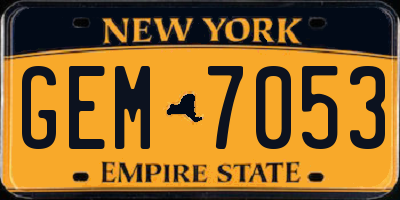 NY license plate GEM7053
