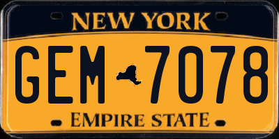 NY license plate GEM7078