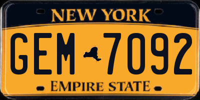 NY license plate GEM7092