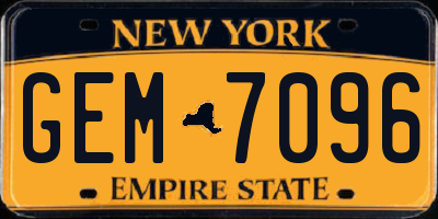 NY license plate GEM7096