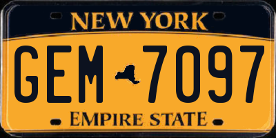 NY license plate GEM7097
