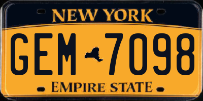 NY license plate GEM7098