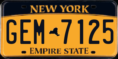 NY license plate GEM7125