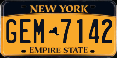 NY license plate GEM7142
