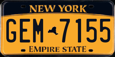 NY license plate GEM7155