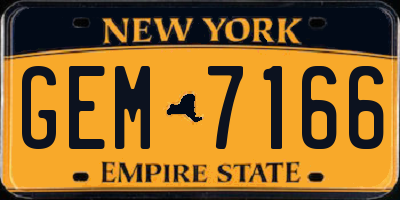 NY license plate GEM7166