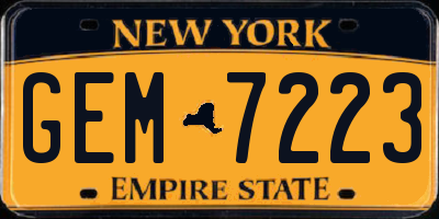 NY license plate GEM7223