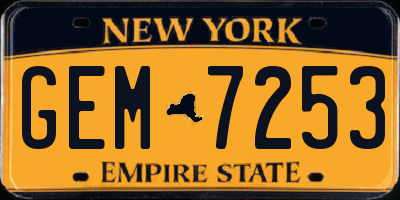 NY license plate GEM7253