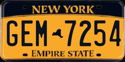 NY license plate GEM7254