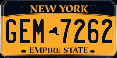 NY license plate GEM7262
