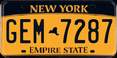 NY license plate GEM7287