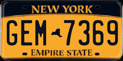 NY license plate GEM7369