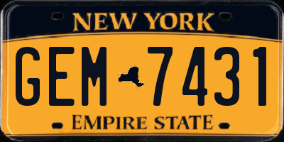 NY license plate GEM7431