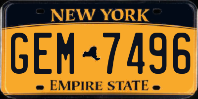 NY license plate GEM7496