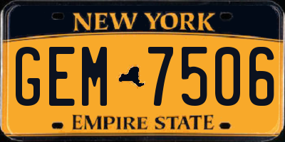 NY license plate GEM7506
