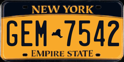 NY license plate GEM7542