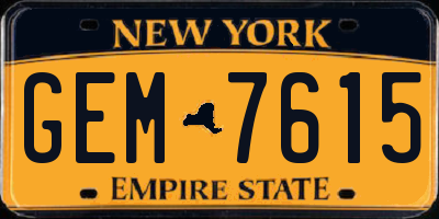 NY license plate GEM7615