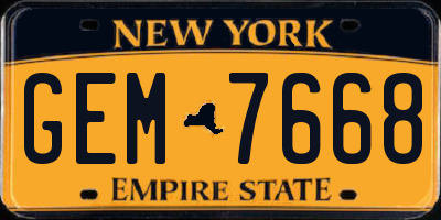 NY license plate GEM7668