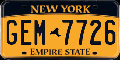 NY license plate GEM7726