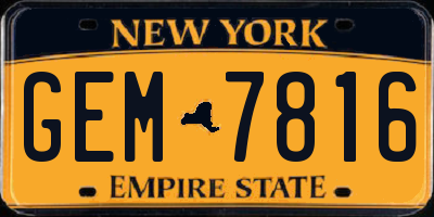 NY license plate GEM7816