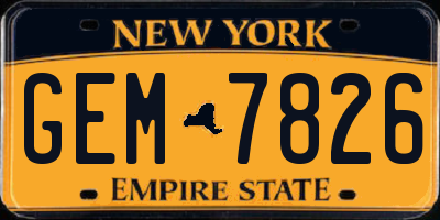 NY license plate GEM7826