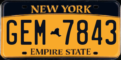 NY license plate GEM7843