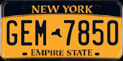 NY license plate GEM7850