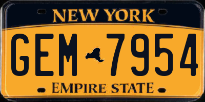 NY license plate GEM7954