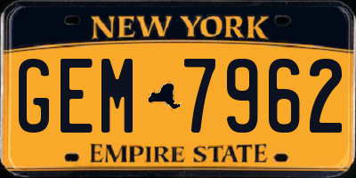 NY license plate GEM7962