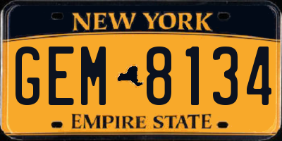 NY license plate GEM8134