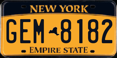 NY license plate GEM8182