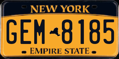 NY license plate GEM8185