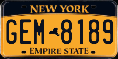 NY license plate GEM8189