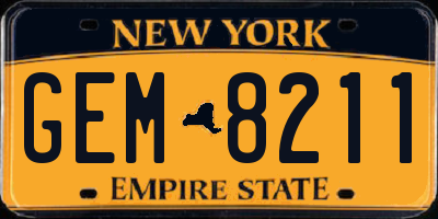 NY license plate GEM8211