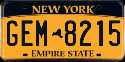 NY license plate GEM8215