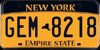 NY license plate GEM8218