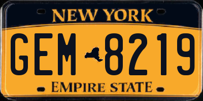 NY license plate GEM8219